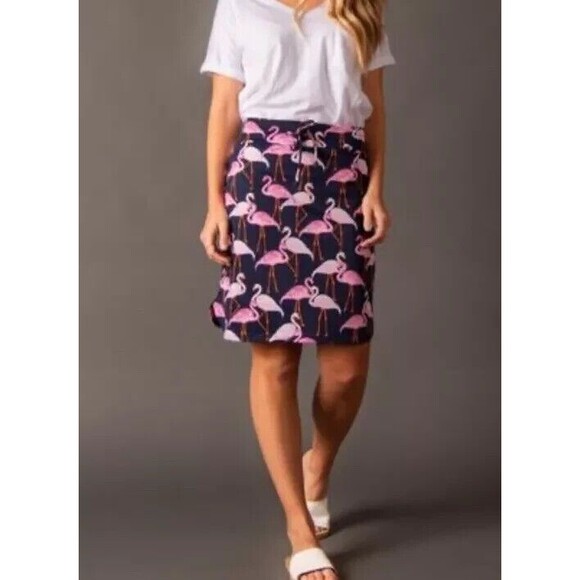 Agnes & Dora Flamingo Print Skirt Stretch Size Med - Picture 1 of 8